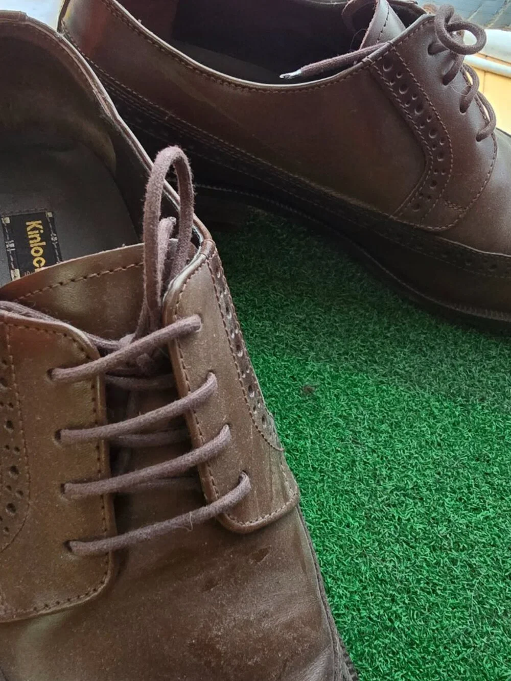 Kinloch Anderson Brown Leather Wingtip Brogue Derby Dress Shoes Men’s Sz 260